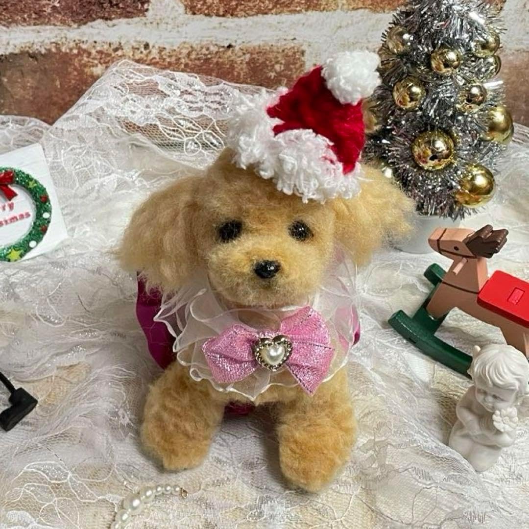 羊毛フェルト トイプードル クリスマスリース 2点 momonga0401 羊毛